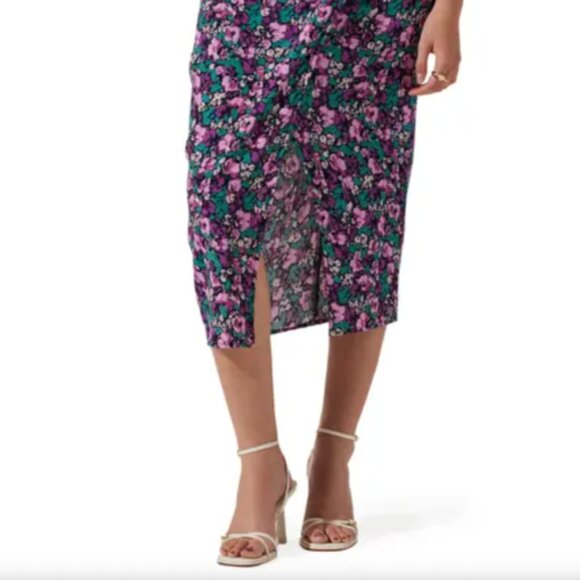 NWT ASTR Floral Square Neck Slit Front Midi Dres - Picture 3 of 6